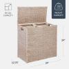 imageBest Choice Products Large Double Laundry Hamper with Lid Natural Handwoven Water Hyacinth 2 Sections w 2 Machine Washable Linen Liner Bags Portable Handles  EspressoTransparent White