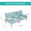 imageBest Choice Products Linen Modern Folding Futon Reclining Sofa Bed for Apartment Dorm wRemovable Armrests 2 Cupholders  BeigeAqua