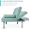 imageBest Choice Products Linen Modern Folding Futon Reclining Sofa Bed for Apartment Dorm wRemovable Armrests 2 Cupholders  BeigeAqua