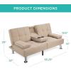 imageBest Choice Products Linen Modern Folding Futon Reclining Sofa Bed for Apartment Dorm wRemovable Armrests 2 Cupholders  BeigeBeige