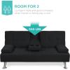 imageBest Choice Products Linen Modern Folding Futon Reclining Sofa Bed for Apartment Dorm wRemovable Armrests 2 Cupholders  BeigeBlack