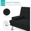 imageBest Choice Products Linen Modern Folding Futon Reclining Sofa Bed for Apartment Dorm wRemovable Armrests 2 Cupholders  BeigeBlack