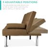 imageBest Choice Products Linen Modern Folding Futon Reclining Sofa Bed for Apartment Dorm wRemovable Armrests 2 Cupholders  BeigeBrown