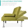 imageBest Choice Products Linen Modern Folding Futon Reclining Sofa Bed for Apartment Dorm wRemovable Armrests 2 Cupholders  BeigeChartreuse