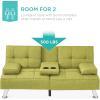 imageBest Choice Products Linen Modern Folding Futon Reclining Sofa Bed for Apartment Dorm wRemovable Armrests 2 Cupholders  BeigeChartreuse