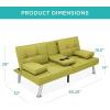 imageBest Choice Products Linen Modern Folding Futon Reclining Sofa Bed for Apartment Dorm wRemovable Armrests 2 Cupholders  BeigeChartreuse