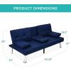 imageBest Choice Products Linen Modern Folding Futon Reclining Sofa Bed for Apartment Dorm wRemovable Armrests 2 Cupholders  BeigeDark Blue