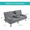 imageBest Choice Products Linen Modern Folding Futon Reclining Sofa Bed for Apartment Dorm wRemovable Armrests 2 Cupholders  BeigeGrey