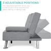 imageBest Choice Products Linen Modern Folding Futon Reclining Sofa Bed for Apartment Dorm wRemovable Armrests 2 Cupholders  BeigeGrey
