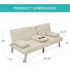imageBest Choice Products Linen Modern Folding Futon Reclining Sofa Bed for Apartment Dorm wRemovable Armrests 2 Cupholders  BeigeIvory