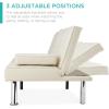 imageBest Choice Products Linen Modern Folding Futon Reclining Sofa Bed for Apartment Dorm wRemovable Armrests 2 Cupholders  BeigeIvory