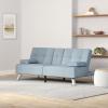 imageBest Choice Products Linen Modern Folding Futon Reclining Sofa Bed for Apartment Dorm wRemovable Armrests 2 Cupholders  BeigeLight Blue