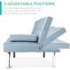 imageBest Choice Products Linen Modern Folding Futon Reclining Sofa Bed for Apartment Dorm wRemovable Armrests 2 Cupholders  BeigeLight Blue