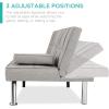 imageBest Choice Products Linen Modern Folding Futon Reclining Sofa Bed for Apartment Dorm wRemovable Armrests 2 Cupholders  BeigeLight Gray
