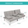 imageBest Choice Products Linen Modern Folding Futon Reclining Sofa Bed for Apartment Dorm wRemovable Armrests 2 Cupholders  BeigeLight Gray