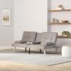 imageBest Choice Products Linen Modern Folding Futon Reclining Sofa Bed for Apartment Dorm wRemovable Armrests 2 Cupholders  BeigeLight Gray