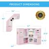imageBest Choice Products Pretend Play Corner Kitchen Ultimate Interactive Wooden Kids Playset wLights ampamp Sounds Ice Maker Hood  PinkBevel Pink