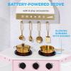 imageBest Choice Products Pretend Play Corner Kitchen Ultimate Interactive Wooden Kids Playset wLights ampamp Sounds Ice Maker Hood  PinkBevel Pink
