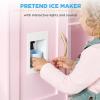 imageBest Choice Products Pretend Play Corner Kitchen Ultimate Interactive Wooden Kids Playset wLights ampamp Sounds Ice Maker Hood  PinkBevel Pink