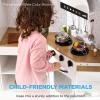 imageBest Choice Products Pretend Play Corner Kitchen Ultimate Interactive Wooden Kids Playset wLights ampamp Sounds Ice Maker Hood  PinkBevel Pink
