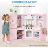 imageBest Choice Products Pretend Play Corner Kitchen Ultimate Interactive Wooden Kids Playset wLights ampamp Sounds Ice Maker Hood  PinkBlack