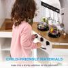 imageBest Choice Products Pretend Play Corner Kitchen Ultimate Interactive Wooden Kids Playset wLights ampamp Sounds Ice Maker Hood  PinkFarmhouse White