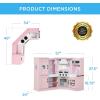 imageBest Choice Products Pretend Play Corner Kitchen Ultimate Interactive Wooden Kids Playset wLights ampamp Sounds Ice Maker Hood  PinkPink
