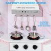 imageBest Choice Products Pretend Play Corner Kitchen Ultimate Interactive Wooden Kids Playset wLights ampamp Sounds Ice Maker Hood  PinkPink