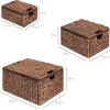imageBest Choice Products Set Of 3 Large Multipurpose Hyacinth Storage Baskets Handwoven Rectangular Organizer Totes for Bedroom Living Room wInsert Handles Removable Lid  21quot 20quot 18quot