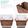 imageBest Choice Products Set of 2 XL Multipurpose Classic Water Hyacinth Chests Oversized Woven Tapered Storage Basket for Organization Laundry Decoration wAttached Lid Handle Holes