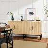imageBest Choice Products Slatted Sideboard Buffet Cabinet Entryway Table Accent Storage Cabinet Console Table for Hallway Living Room Dining Room  Dark BrownDark Brown