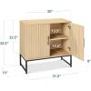 imageBest Choice Products Slatted Sideboard Buffet Cabinet Entryway Table Accent Storage Cabinet Console Table for Hallway Living Room Dining Room  Dark BrownOak