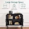 imageBest Choice Products Slatted Sideboard Buffet Cabinet Entryway Table Accent Storage Cabinet Console Table for Hallway Living Room Dining Room  Dark BrownBlack