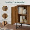 imageBest Choice Products Slatted Sideboard Buffet Cabinet Entryway Table Accent Storage Cabinet Console Table for Hallway Living Room Dining Room  Dark BrownBrown