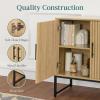 imageBest Choice Products Slatted Sideboard Buffet Cabinet Entryway Table Accent Storage Cabinet Console Table for Hallway Living Room Dining Room  Dark BrownOak