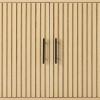imageBest Choice Products Slatted Sideboard Buffet Cabinet Entryway Table Accent Storage Cabinet Console Table for Hallway Living Room Dining Room  Dark BrownOak