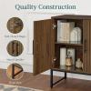 imageBest Choice Products Slatted Sideboard Buffet Cabinet Entryway Table Accent Storage Cabinet Console Table for Hallway Living Room Dining Room  Dark BrownDark Brown