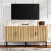 imageBest Choice Products Slatted Sideboard Buffet Cabinet Entryway Table Accent Storage Cabinet Console Table for Hallway Living Room Dining Room  Dark BrownBlack