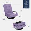 imageBest Choice Products Swivel Gaming Chair 360 Degree Multipurpose Floor Chair Rocker for TV Reading Playing Video Games wLumbar Support Armrest Handles Adjustable Foldable Backrest  BlackBlueLight Purple