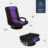 imageBest Choice Products Swivel Gaming Chair 360 Degree Multipurpose Floor Chair Rocker for TV Reading Playing Video Games wLumbar Support Armrest Handles Adjustable Foldable Backrest  BlackBlueBlackPurple