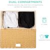imageBest Choice Products Wicker Double Laundry Hamper Rustic Divided Storage Basket wEasy Assembly Removable Washable Linen Liner Bag Lid Handles  Natural
