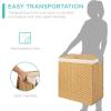 imageBest Choice Products Wicker Double Laundry Hamper Rustic Divided Storage Basket wEasy Assembly Removable Washable Linen Liner Bag Lid Handles  Natural