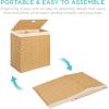 imageBest Choice Products Wicker Double Laundry Hamper Rustic Divided Storage Basket wEasy Assembly Removable Washable Linen Liner Bag Lid Handles  Natural