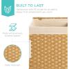imageBest Choice Products Wicker Double Laundry Hamper Rustic Divided Storage Basket wEasy Assembly Removable Washable Linen Liner Bag Lid Handles  Natural