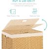 imageBest Choice Products Wicker Double Laundry Hamper Rustic Divided Storage Basket wEasy Assembly Removable Washable Linen Liner Bag Lid Handles  Natural