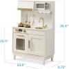 imageBest Choice Products Wooden Pretend Play Cottage Kitchen Kids Toy wStorage Scalloped Edge 5 Accessories Microwave Oven Clicking Knobs  SageCream