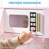 imageBest Choice Products Wooden Pretend Play Cottage Kitchen Kids Toy wStorage Scalloped Edge 5 Accessories Microwave Oven Clicking Knobs  SageCream