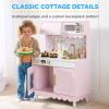 imageBest Choice Products Wooden Pretend Play Cottage Kitchen Kids Toy wStorage Scalloped Edge 5 Accessories Microwave Oven Clicking Knobs  SagePink