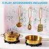 imageBest Choice Products Wooden Pretend Play Cottage Kitchen Kids Toy wStorage Scalloped Edge 5 Accessories Microwave Oven Clicking Knobs  SagePink