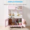 imageBest Choice Products Wooden Pretend Play Cottage Kitchen Kids Toy wStorage Scalloped Edge 5 Accessories Microwave Oven Clicking Knobs  SagePink